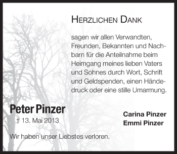 Traueranzeige von Peter Pinzer von Pegnitz-Zeitung